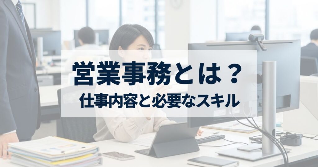 「営業事務とは？営業との違いや仕事内容・求められるスキルをわかりやすく解説」を紹介するバナー画像